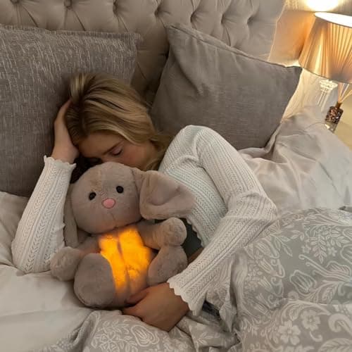 Peluche Lapin Yonuaret qui respire et éclaire, envoi cadeau parfaite pour bébé, 28cm