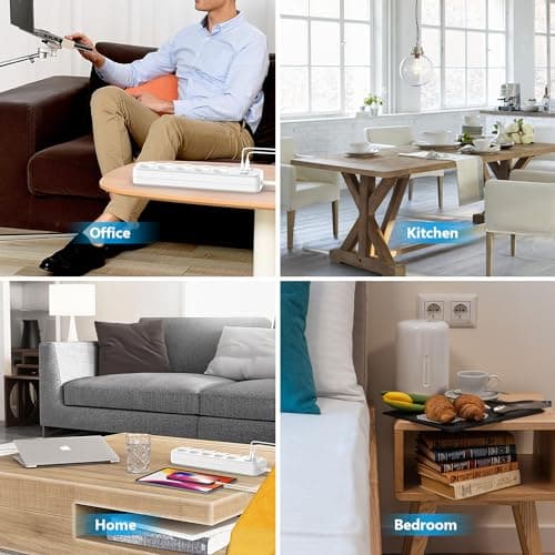 JSVER Bloc Multiprise USB Blanco pour la Maison et le Bureau