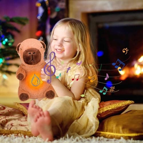 Oreiller en peluche apaisant Capybara Moxeupon | Anti-stress pour Adultes - Peluche en peluche respirante avec lumière m