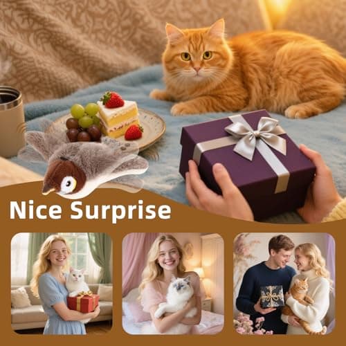 Collazoey Jouet pour Chat Interactif en Peluche, Simulant le Gazouillis, pour Jouer à l'Intérieur
