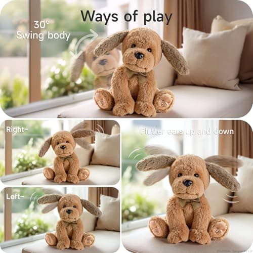 Jouet Peluche Électronique Chien pour Enfants 3-7 Ans, Doux Chien de Compagnie Chanteur d'Oreilles Répète Ce Que Tu Dis