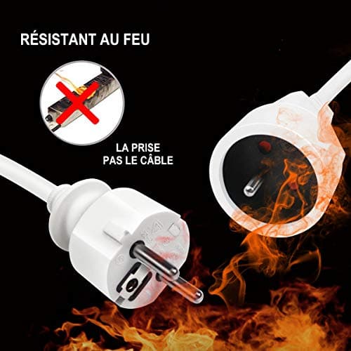 EXTRASTAR Rallonge électrique blanche 16A 10m 3G1,5 mm² - Idéale pour la maison et le jardin - Grande capacité de mise e