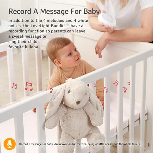 Cloud b peluche musicale Billy le Lapin avec veilleuse & recharge USB-C | Bruit blanc & enregistrement vocal | Pour bébé