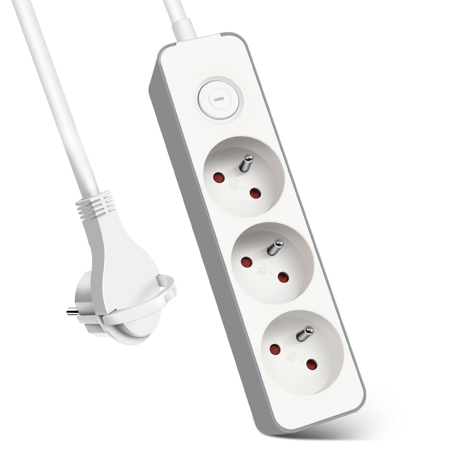 EXTRASTAR Multiprises 3 Prises avec Sécurité Enfant, Bloc 3 Prises avec Interrupteur, Rallonge 1.5m 230 V en Blanc