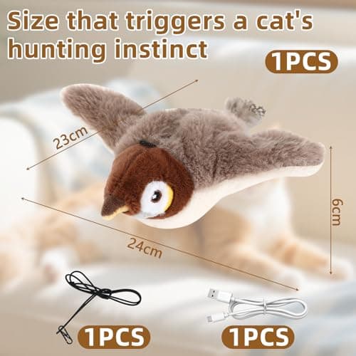 Collazoey Jouet pour Chat Interactif en Peluche, Simulant le Gazouillis, pour Jouer à l'Intérieur