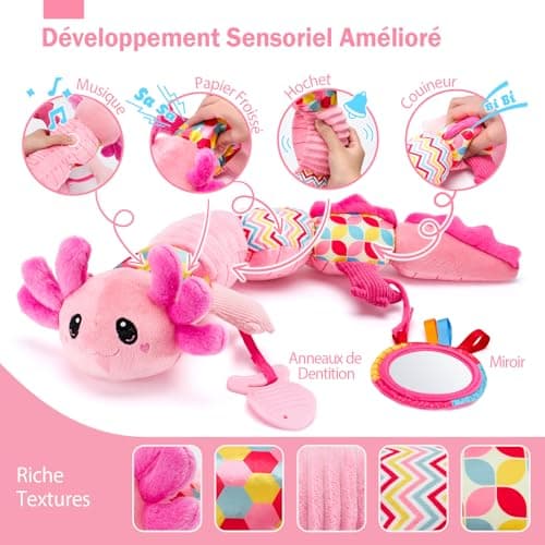 Jouet en Peluche Montessori Éveil Bébé 0-6 Mois Jouet Sensoriels pour Garçon et Fille Cadeau Bébé 3-6-9 Mois Global Recy