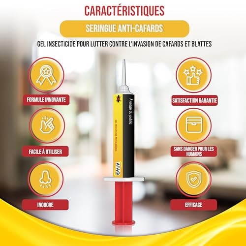 ATAQ Gel Appât Anti Cafards Puissant 10g - Éradicateur Professionnel Éliminant Rapidement les Blattes - Insecticide Effi
