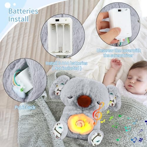 Loutre Qui RespireBonne Nuit Peluche pour Filles et Garçons (Gris) avec Lumières Musicales et Battements de Coeur  
Lout