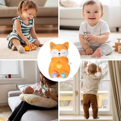 Peluche Musique Générique Renard Respirant pour Enfant | Idéal pour la Maternelle et la chambre d'enfant | Jouet Rituel