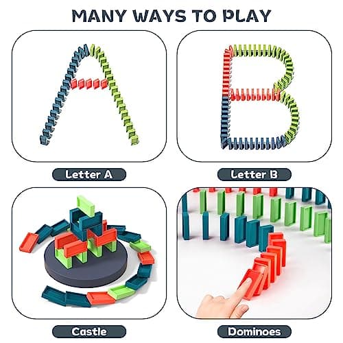 BatdTech Train Électrique Domino, 200 Pièces Train Électrique Enfant, Fonction Lumière et Musique pour Filles et Garçons