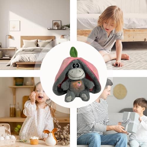 Peluche Respirante Âne Endormi pour Soulager Le Stress | Animal en Peluche Endormi avec Lumière et Musique | Doudou Endo