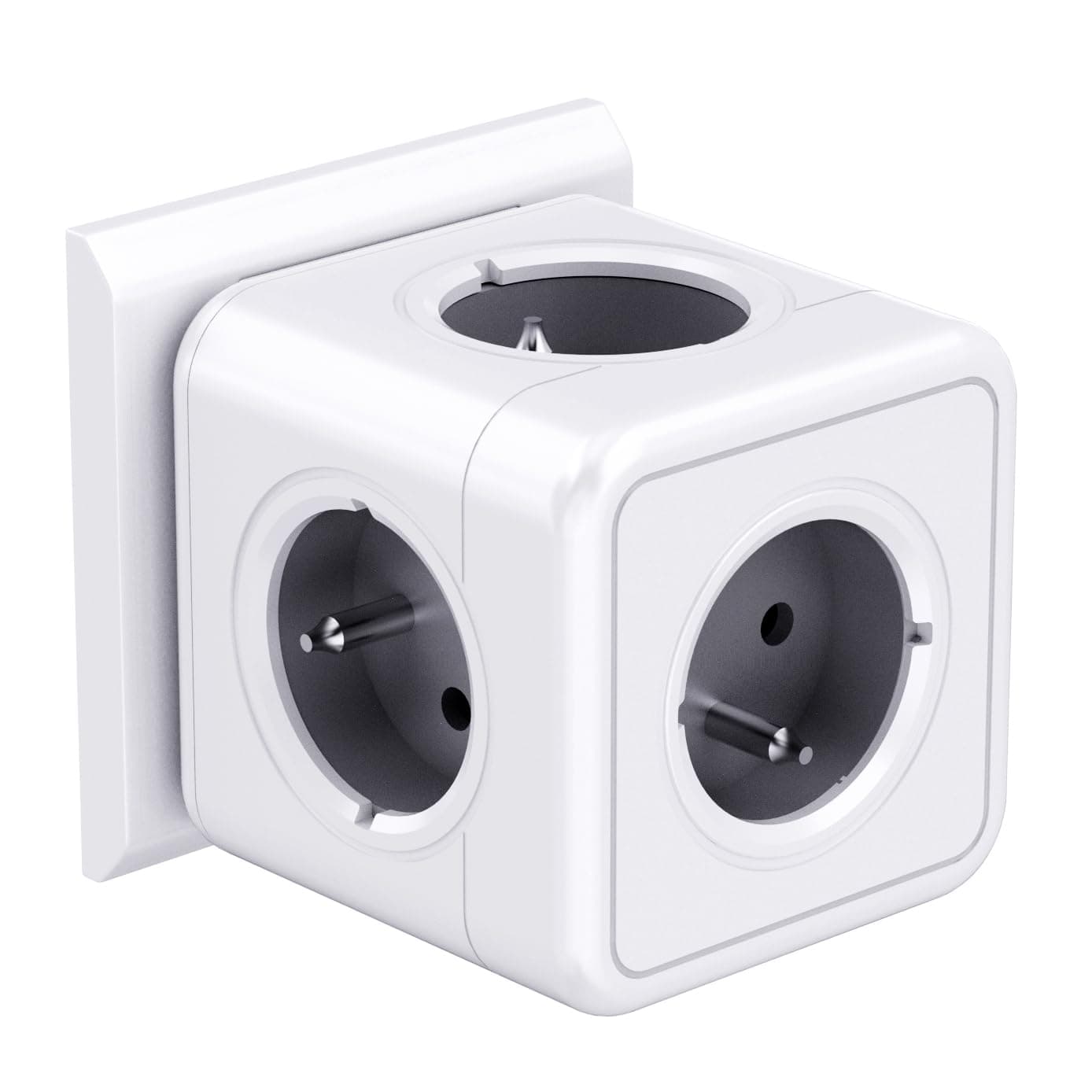 Prise cubique 5 en 1 Murale 3680W Gris pour Domicile et Bureau