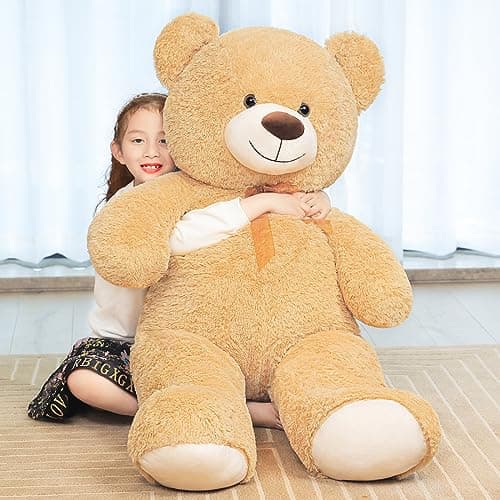 SNOWOLF Ours en peluche cuddly bear Boutons yeux doux mignons Cadeau enfants Anniversaire Noël Saint Valentin (60m, Brun — Marron Clair