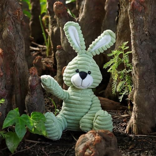 Jouets en peluche Apricot Lamb - Velours côtelé - Lapin Bunny - Doux à câliner - Parfait pour enfant - Vert - 23cm