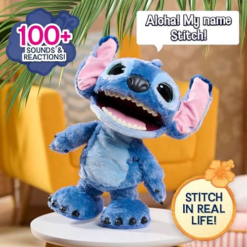 Peluche Stitch Disney Interactif de 43 cm avec 100+ Sons - Jouet pour Enfants à partir de 3 Ans