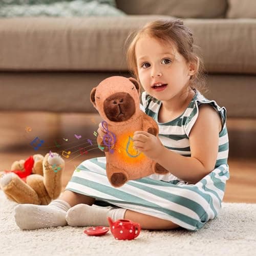 Oreiller en peluche apaisant Capybara Moxeupon | Anti-stress pour Adultes - Peluche en peluche respirante avec lumière m