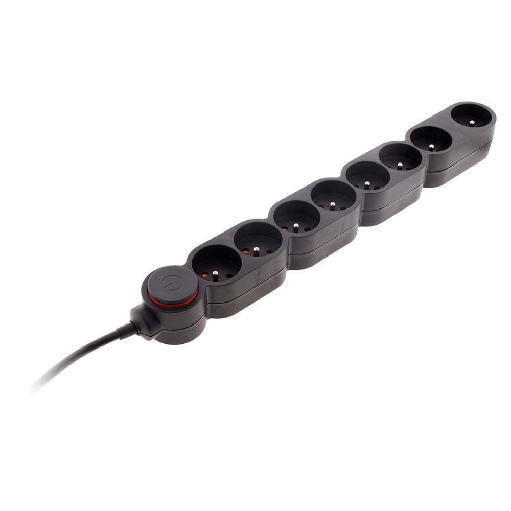 Bloc Home - Prises électrique 8 sorties 16A 2P+T - Noir - Zenitech - Câble 1,5m - Électricité domestique - Maison - Sécu