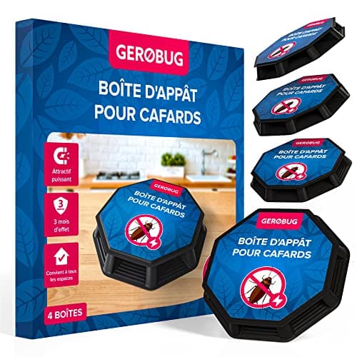 Gerobug piege cafard Professionnel 4 pièces - Attractif puissant et durée longue - Pour exterminateur de cafards - Boîte