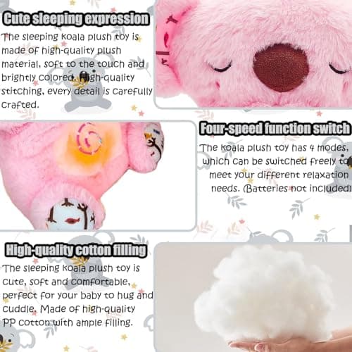Koala Qui Re-Spire Peluche Pour Nouveau-Né, Veilleuse Loutre Qui Respire Pour Bébé, Peluche Koa-la Qui Resp-ire Cadeau I