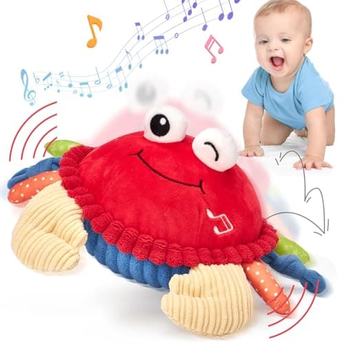 Jouet Hahaland Bebe 6-12 Mois Crabe Qui Marche avec Musique & Enregistrement, Jouets Interactifs pour Tummy Time, Cadeau