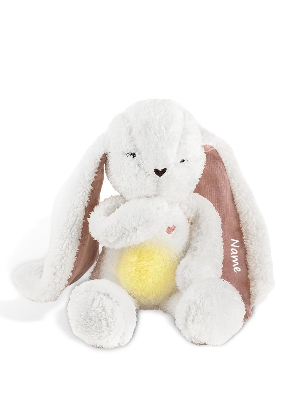 Jouet interactif Lapin 5 en 1 avec lumière, sons et vibrations – Pour enfants, écru-rouge