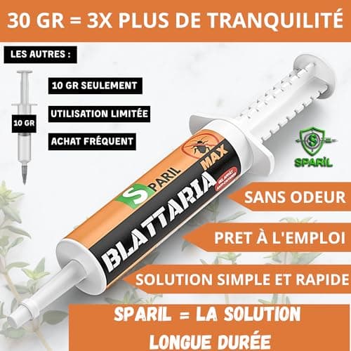 Gel Anti-Cafards SPARIL® 30g – Formule Sans Odeur Efficace pour Caféards & Blattes – Protection Jusqu'à 2 Mois pour Cuis