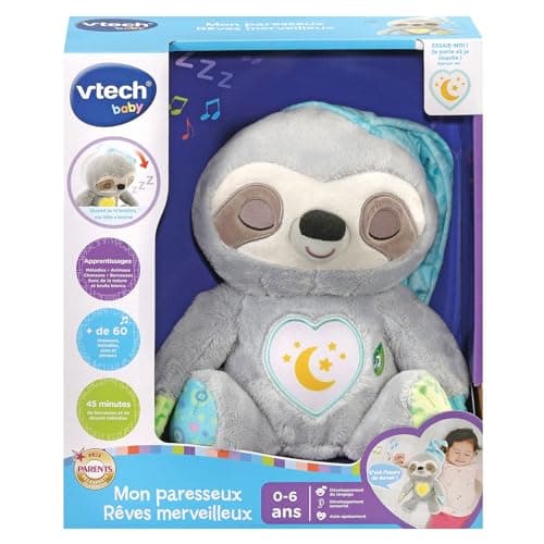 VTech Mon Paresseux Rêves Merveilleux peluche bébé, tête animée, musiques douces, bruits blancs, cadeau de naissance