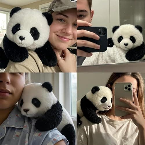 Zunishaone Panda en Peluche Respirant Musique Légère - Peluche Apaisante Réaliste pour Enfants | Couverture Lavable et L