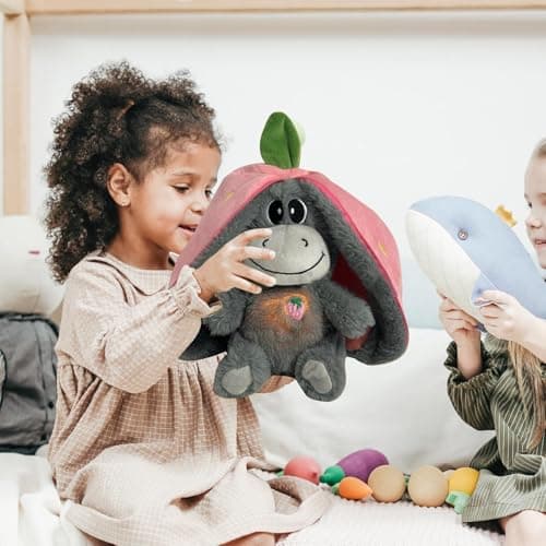 Âne en Peluche Respirant et Apaisant pour Soulager le Stress | Âne avec Mouvement Respiratoire et Musique Calme, Lumière
