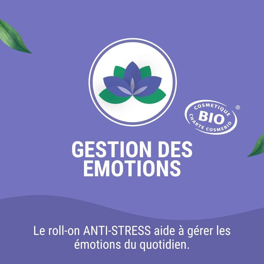 FLORABIOL Roll On Anti Stress Certifié Bio 100% Naturel 10 ml - 4 Huiles Essentielles - Réduit le Stress & l’Anxiété - F