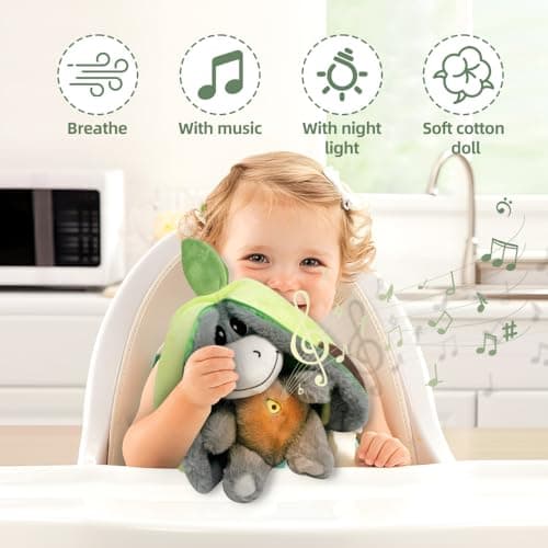 Peluche Qui Respire SKIKHN pour Enfants, Veilleuseavec Mouvement Respiratoire, Cadeau Original d'Anniversaire Filles et