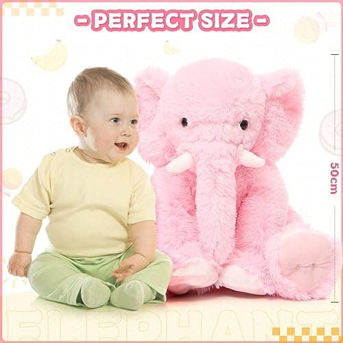Peluche d'éléphant MorisMos Rosa XXL 50cm Décoration Saint Valentin Cadeau Ideal Enfant Adulte Anniversaire