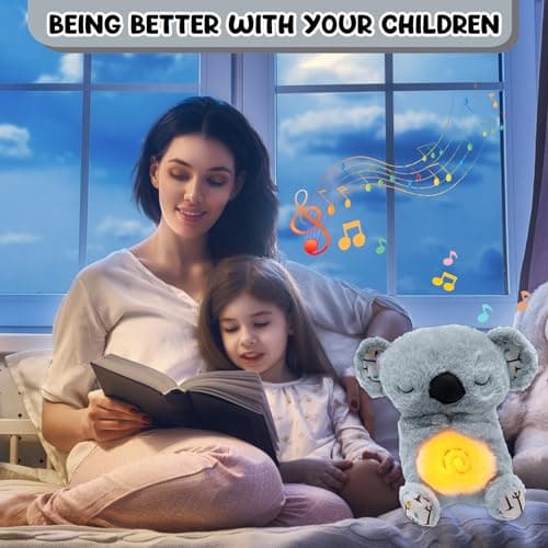 TOPJOWGA Peluche Musicale Interactive qui Respire et S'allume - Peluche Apaisante pour Filles et Garçons - Veilleuse Dou