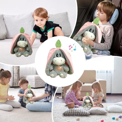 Peluche Âne Respirants XPJBKC, Réglable à 4 Niveaux, Pour Enfant et Adulte, Mouvements Respiratoires Réalistes, Musique