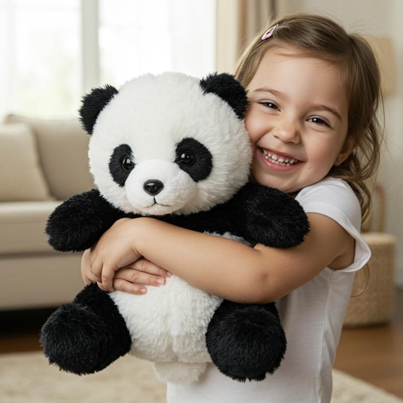 The Pandy - Peluche panda réaliste pour guérison émotionnelle | Fourrure ultra douce + Design câlin - Peluche thérapie c