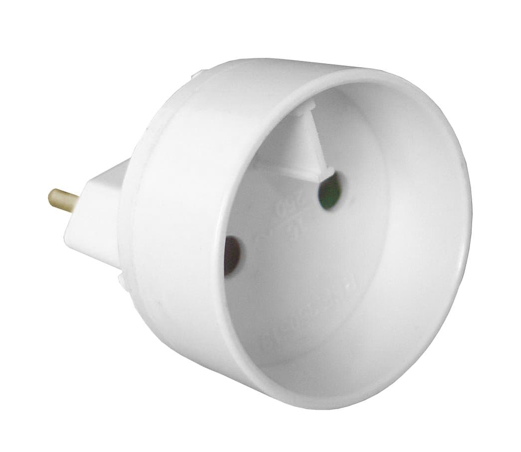 Transformateur électrique Zenitech 6A à 16A terre - Blanc - Adaptateur prise mâle vers femelle
