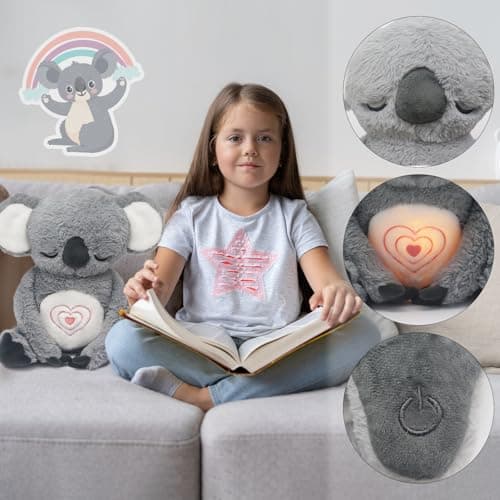 IUTOYYE Peluche Respirant Koala pour Enfants, Doudou avec Lumières Musicales et Mouvement de Respiration Rythmique - Jou