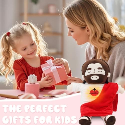 Peluche Jésus Qui Respire 40CM avec Musique et Lumières, Pour Enfants, Soulager Anxiété