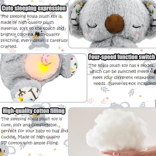 Peluche Koala Apaisant pour Nouveau-Né (M1) Soulagement de l'Anxiété et Veilleuse Bruins Qui Respirent