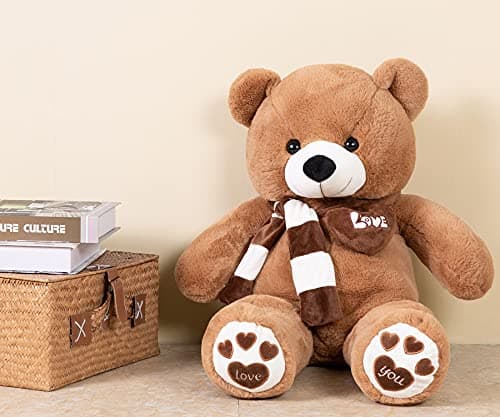YunNasi Ours en Peluche Nounours Géant - Cadeau Idéal pour Anniversaire, Mariage ou Fêtes Spéciales (80cm, Marron Foncé)