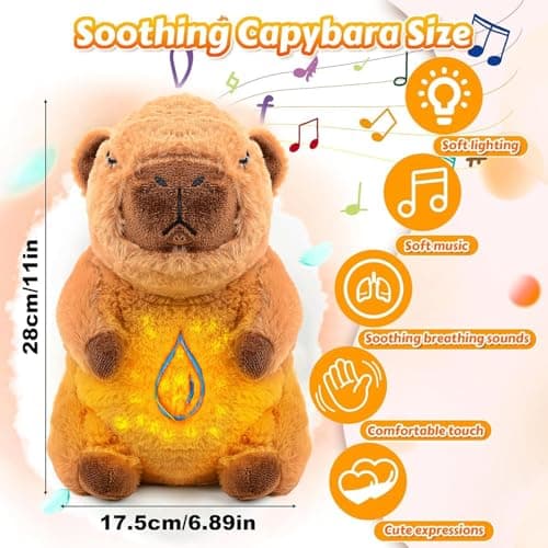 Pipihome Loutre Qui Respire, Capybara Peluche Qui Respire, Capybara Peluche Relaxant Qui Respire avec Lumières Musicales