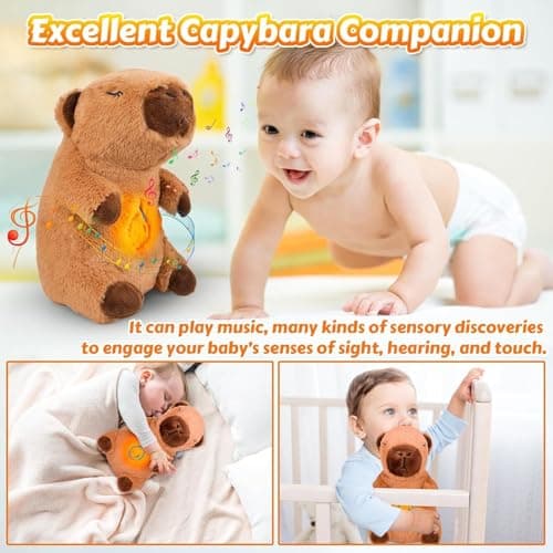 Pipihome Loutre Qui Respire, Capybara Peluche Qui Respire, Capybara Peluche Relaxant Qui Respire avec Lumières Musicales
