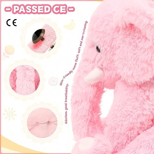 Peluche d'éléphant MorisMos Rosa XXL 50cm Décoration Saint Valentin Cadeau Ideal Enfant Adulte Anniversaire
