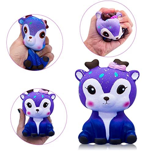 Hirsrian jouets spongieux à reprise lente pour adults et enfants avec dents de cerf, panda, licorne | Soulagement du str