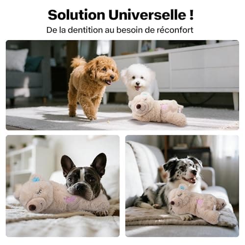 Peluche Apaisante avec Battement de Cœur pour Chien – Anti-Stress, Sommeil Paisible, Idéal Contre l'Anxiété de Séparatio