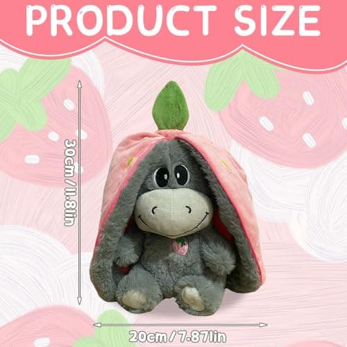 KUWUNG Âne en Peluche Endormi Anti-Stress Pour Adultes À Porter Tout le Temps Polyester 100% Machine Lavable Étalonnez-V