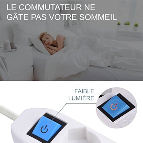 Electraline Bloc 5 Prises avec Interrupteur 16A 1,5 m Noir & Zenitech Prolongateur HO5VV-F 3G1,5mm² 5m Noir 2P+T