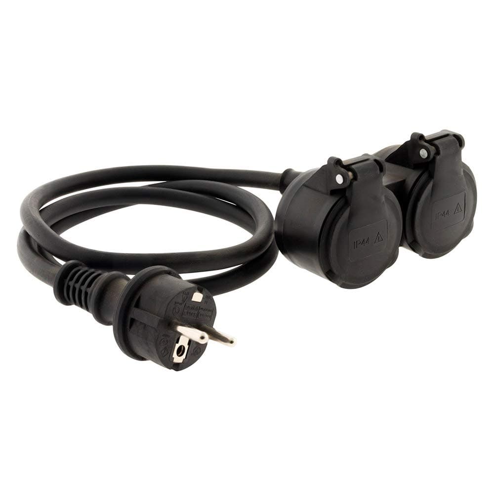 Zenitech Prolongateur à Double tête 16A 3G1,5mm² pour Chantier - Noir 1m - Extension Électrique Drôle et Durable