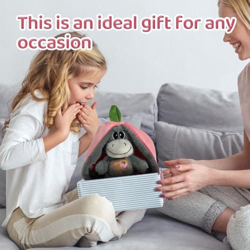 SKIKHN Peluche Qui Respire pour Enfants, Veilleuse Respiratoire Douce avec Mouvements et Musique, Idéale en Cadeau d'Ann