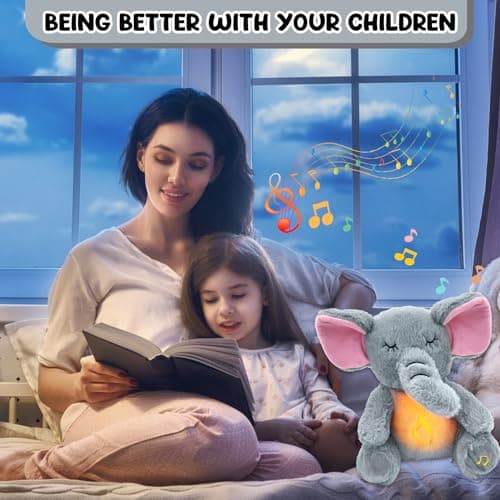 TOPJOWGA Peluche Musicale Interactive pour Bébé, Veilleuse Douce et Apaisante Qui Respire et s'allume, Cadeau Parfait po
